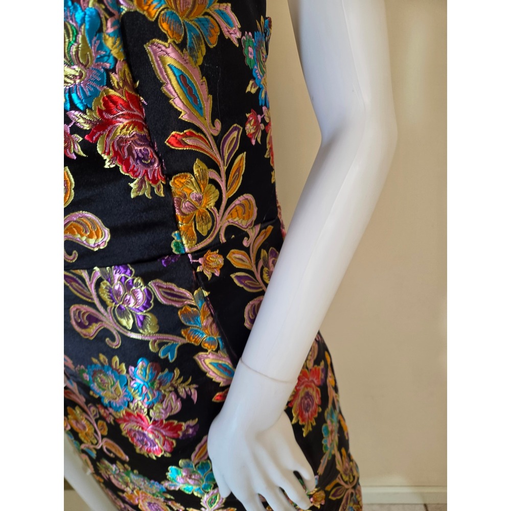 Olia Womens Strapless Metallic Floral Brocade Midi Dress Black‎ Multi Size S - Picture 8 of 14